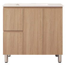 Byron 900mm Light Oak Freestanding Vanity with Removable Kickboard